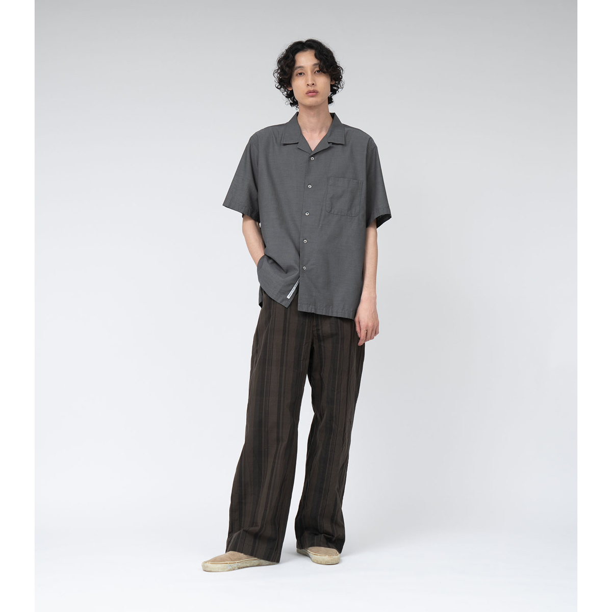 nanamica / ナナミカ | Open Collar Panama S/S Shirt - Gray | 通販