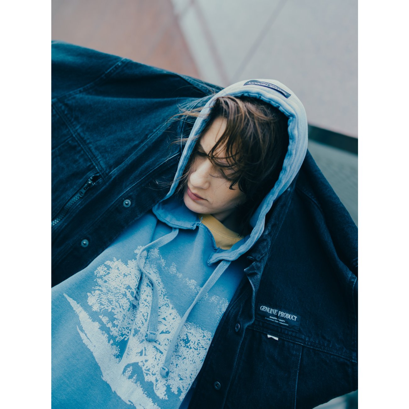 ESSAY / エッセイ | J-2 FOLD COLLAR DENIM JACKET - Black