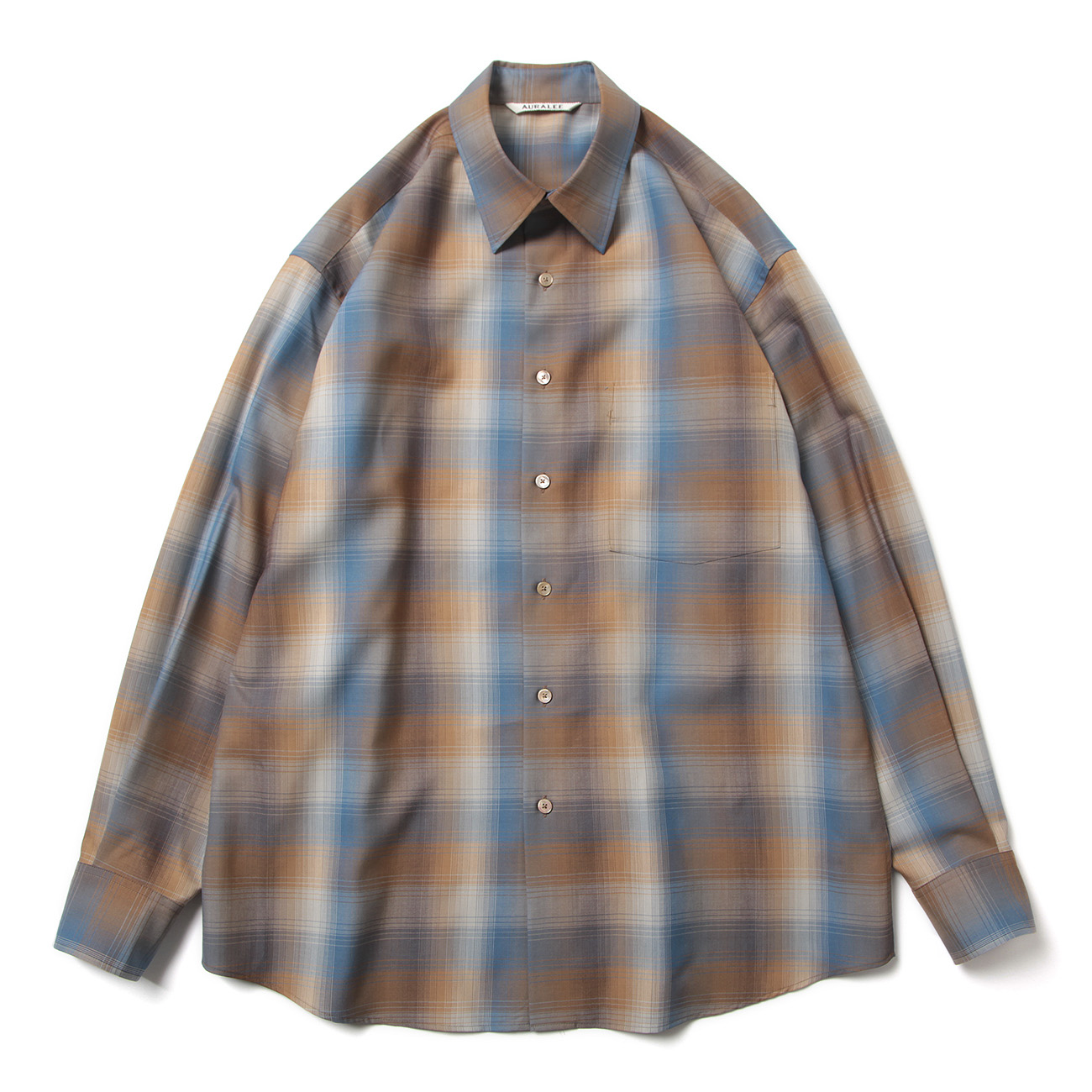 AURALEE / オーラリー | SUPER LIGHT WOOL CHECK SHIRT - Blue Brown