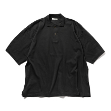 INTERIM / インテリム | HIGH GAUGE SEA ISLAND PIQUE / HYPER BIG POLO SHIRT - Black