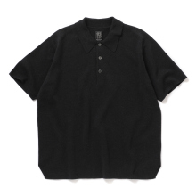 BATONER / バトナー | 32G SMOOTH KNIT POLO SHORT SLEEVE (レディース) - Melange Black
