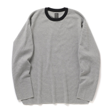 BATONER / バトナー | 32G SMOOTH KNIT LONG SLEEVE T-SHIRT (メンズ) - Ivory×Black (Pin Border)