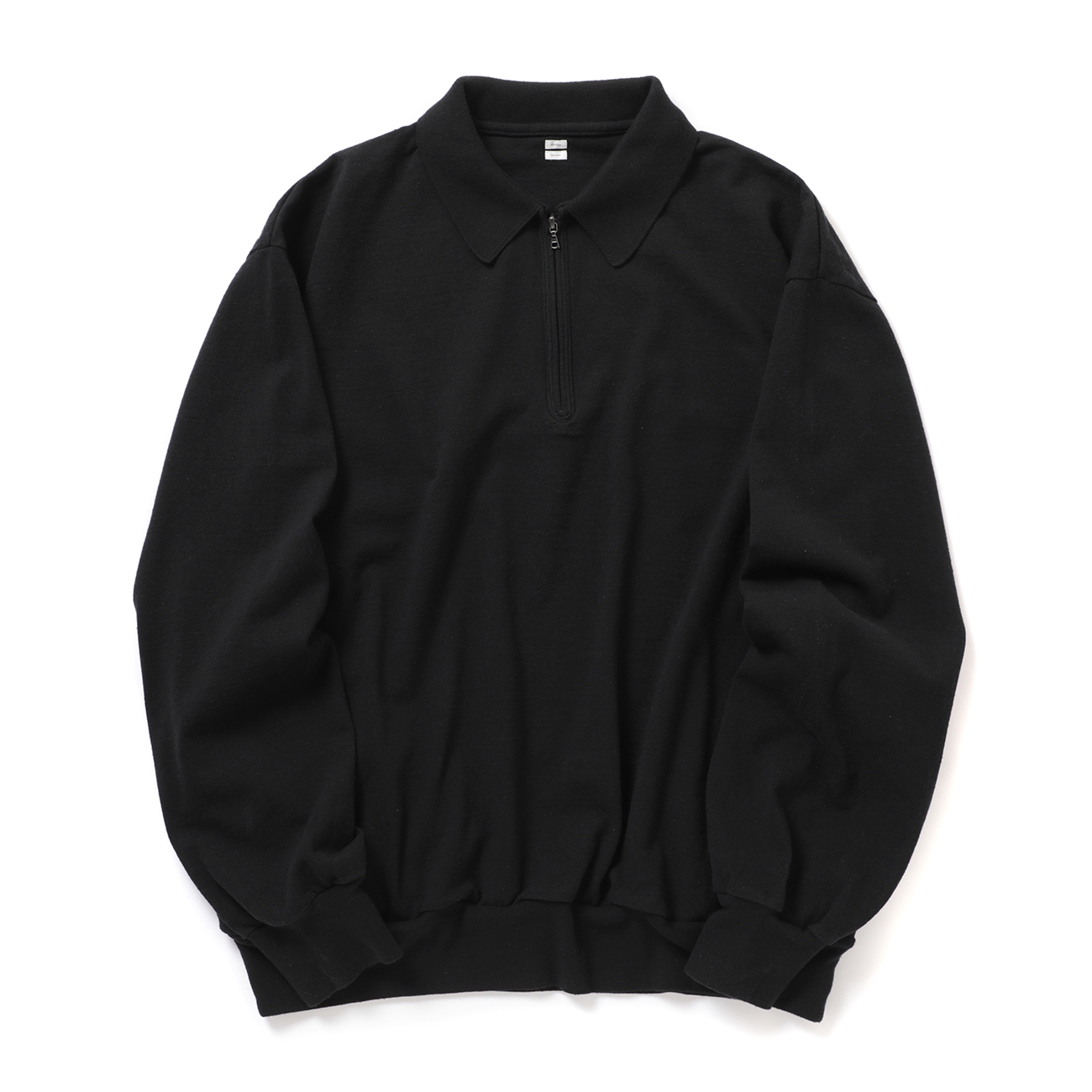 blurhms / ブラームス | Co/Silk Nep Harf-Zip Shirt - Black