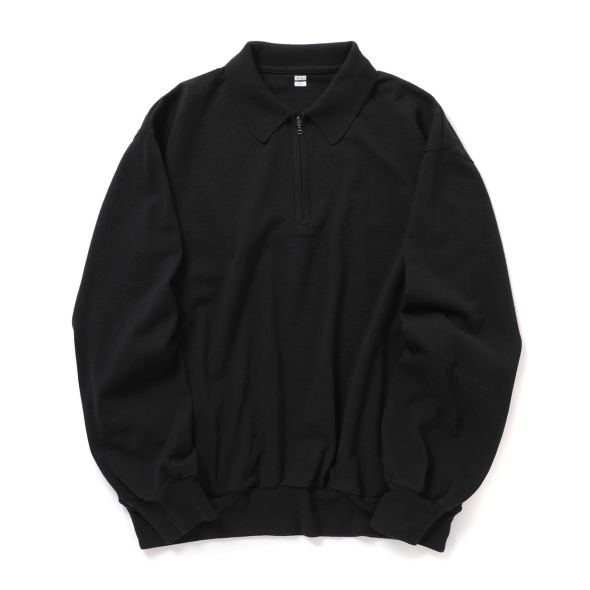 blurhms / ブラームス | Co/Silk Nep Harf-Zip Shirt - Black