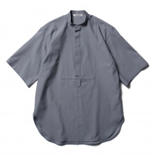 WASHED FINX TWILL HALF SLEEVED P/O SHIRTS (レディース) - Dark Blue Gray