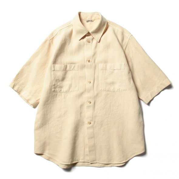 WASHI DUCK CANVAS HALF SLEEVED SHIRTS - Faded Beige