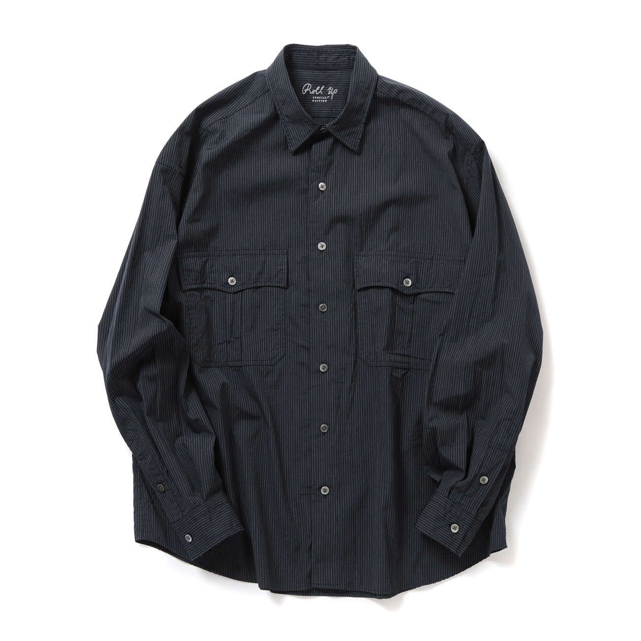 PORTER CLASSIC ROLL UP SHIRT ストライプXL PORTER CLASSIC ROLL UP STRIPE SHIRT | MAROON