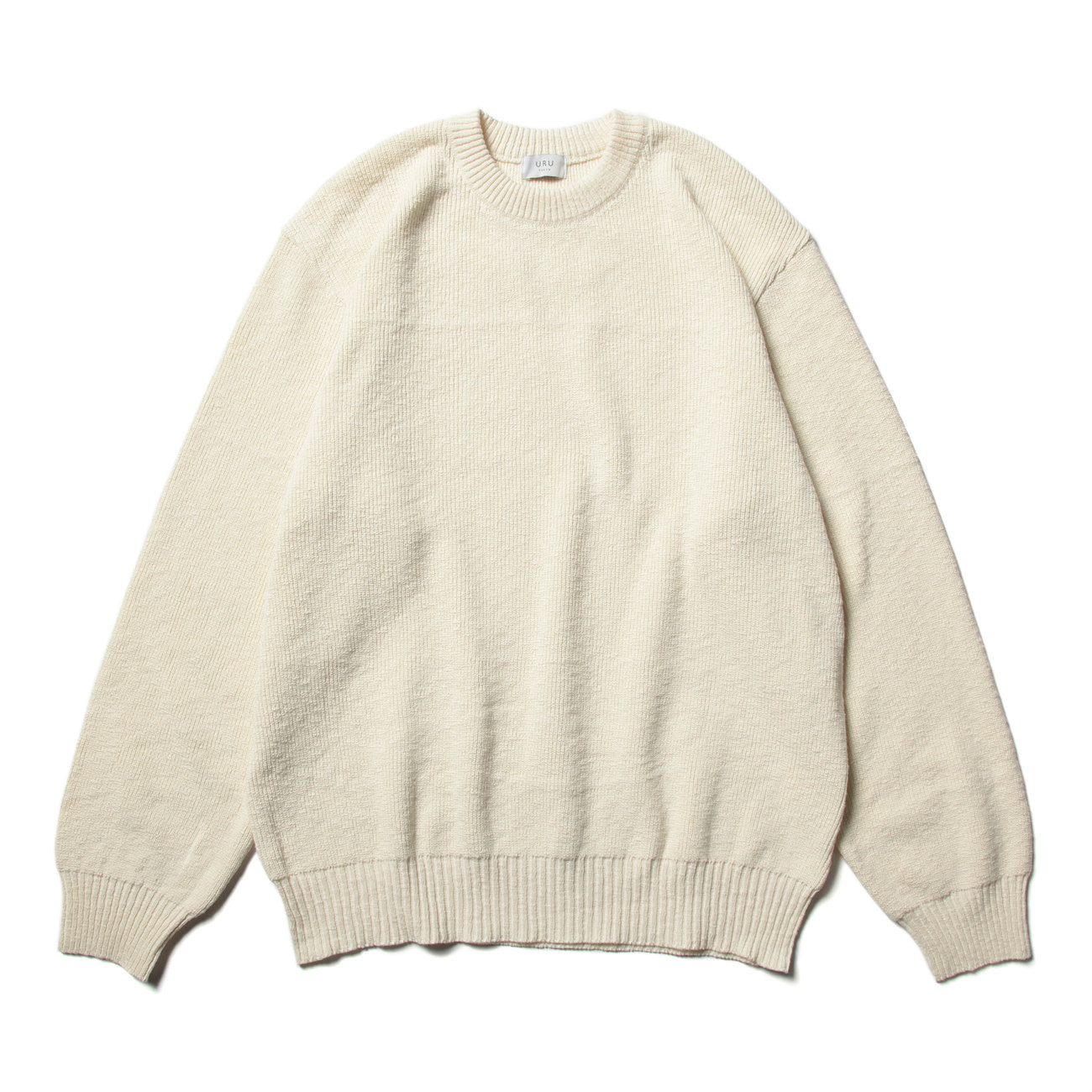 URU / ウル | COTTON SLAB / CREW NECK OVER KNIT - Ivory