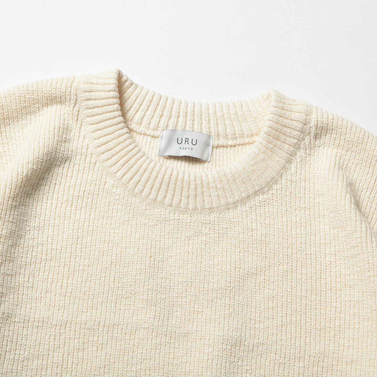 URU / ウル | COTTON SLAB / CREW NECK OVER KNIT - Ivory | 通販