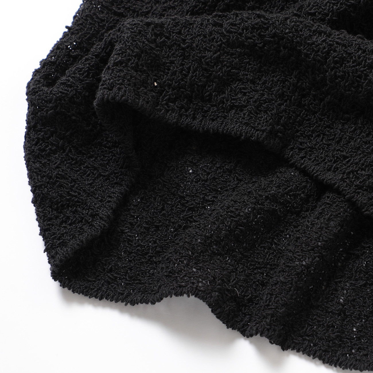 YOKE / ヨーク | COTTON SHEER KNIT OPEN COLLAR SHIRT - Black