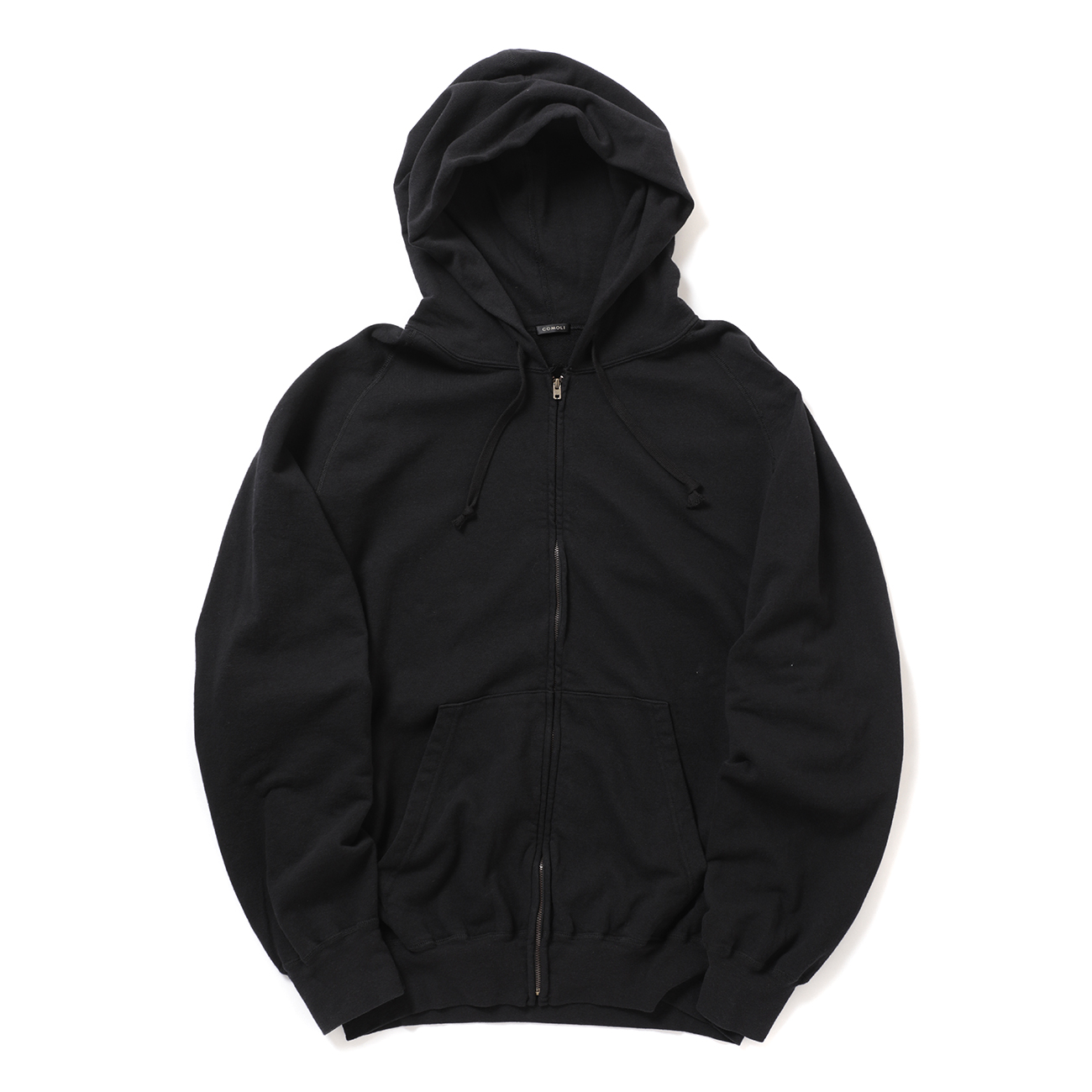 COMOLI / コモリ | LWコットン裏毛 ジップパーカ - Black | 通販