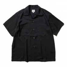 Satin CP Short Sleeve Shirt - Navy