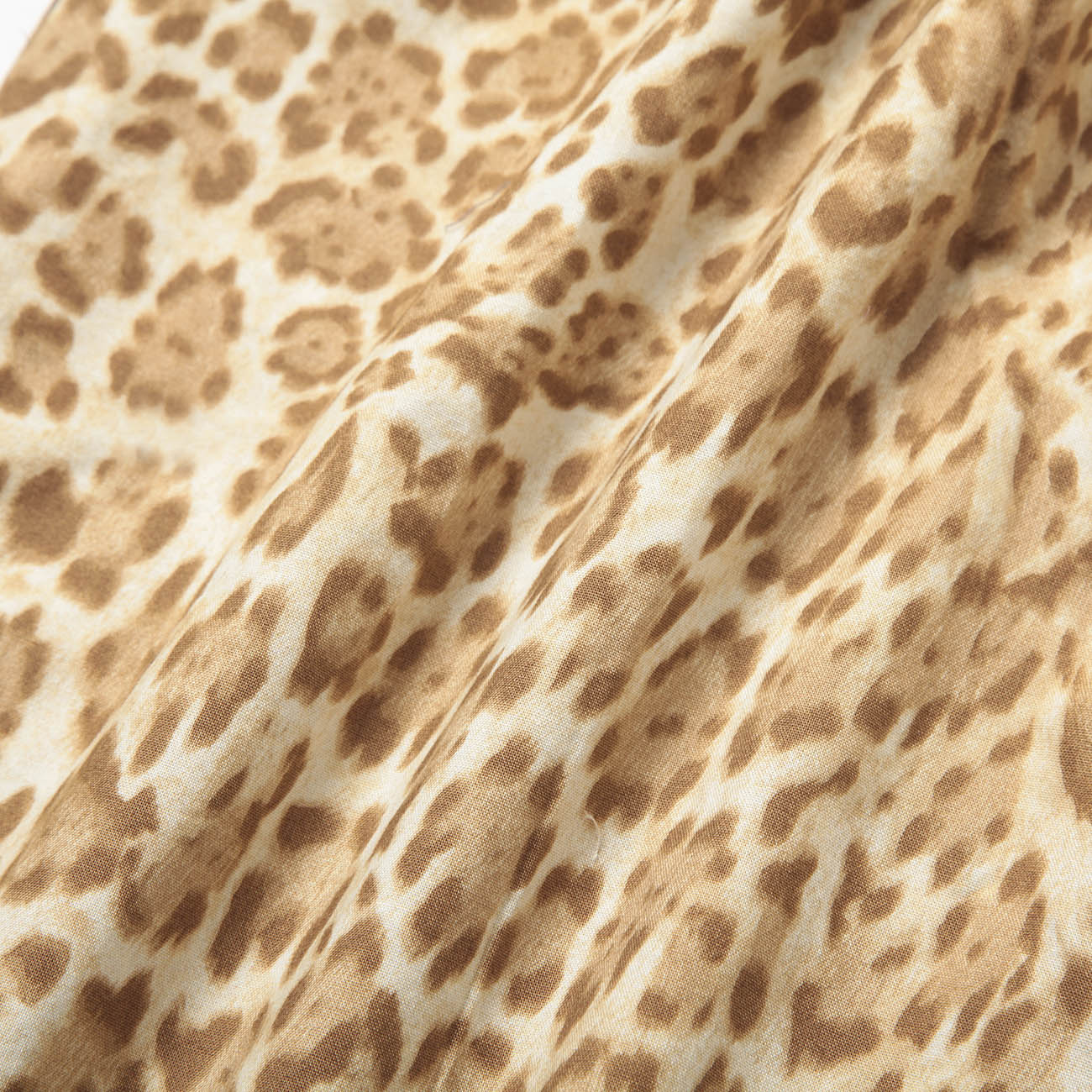 Banded Collar Dress - Cotton Leopard Print - Tan