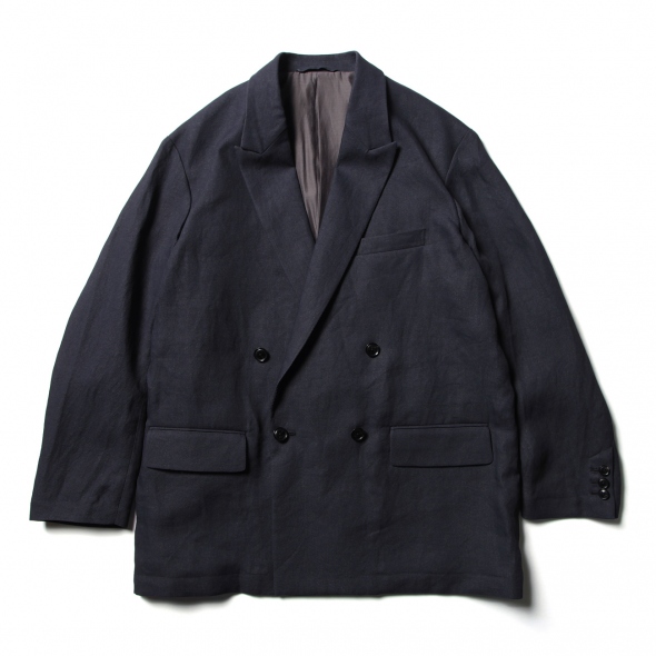 PAPER KERSEY SIDE OPEN DOUBLE-BREASTED JACKET - Navy