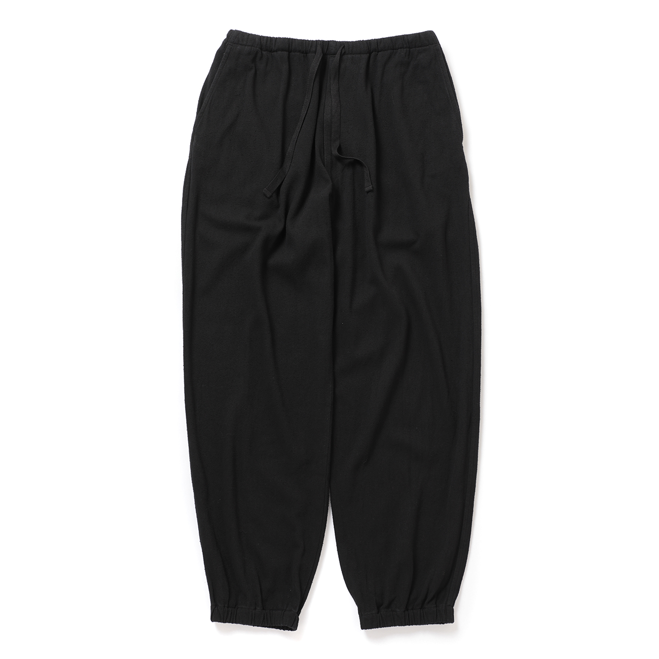 COMOLI / コモリ | シルクネップ ドローストリングパンツ - Black