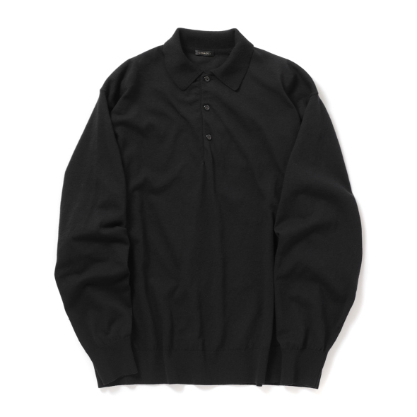 COMOLI / コモリ | コットン ニットポロ - Black | 通販 - 正規取扱店