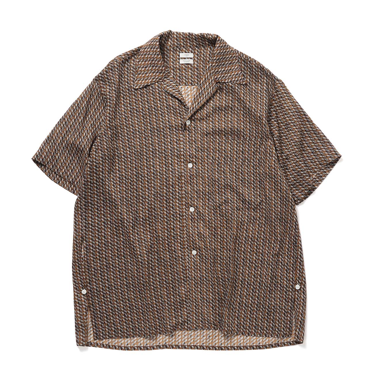 YOKE / ヨーク | Vintage Pattern Printed Open Collar Shirt - Orange YOKE / ヨーク | Vintage Pattern Printed Open Collar Shirt - Orange