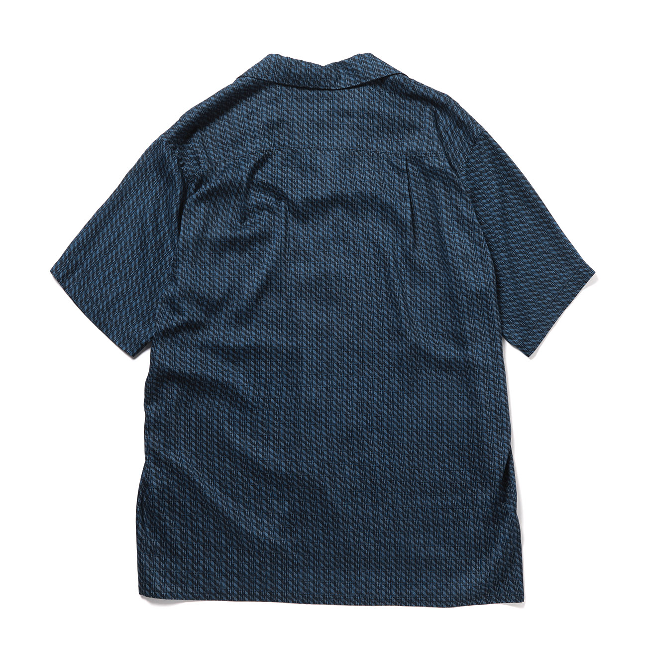 YOKE / ヨーク | Vintage Pattern Printed Open Collar Shirt - Navy