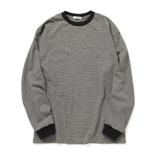 argueorganic cotton hemp border t ブラック INTERIM / インテリム | COTTON HEMP BORDER L/S TEE - Black
