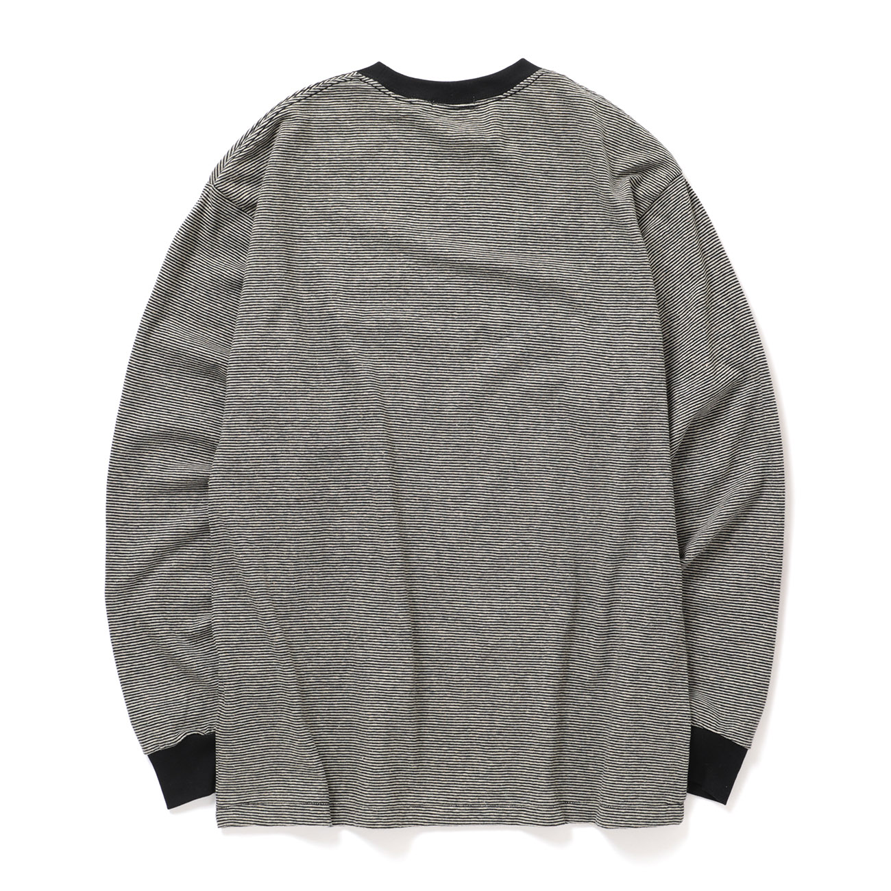 argueorganic cotton hemp border t ブラック INTERIM / インテリム | COTTON HEMP BORDER L/S TEE - Black