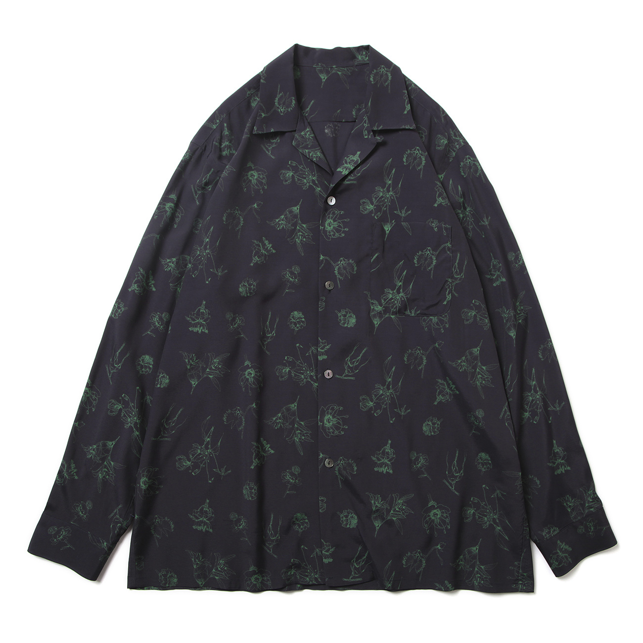 URU / ウル | RAYON PRINT - LONG SLEEVE SHIRTS - D.Navy | 通販