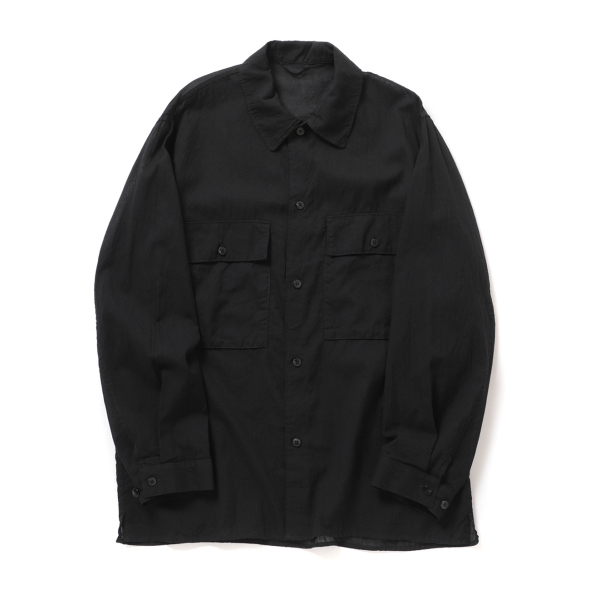 blurhms / ブラームス | Silk-Co Voile Military Shirt - Black | 通販