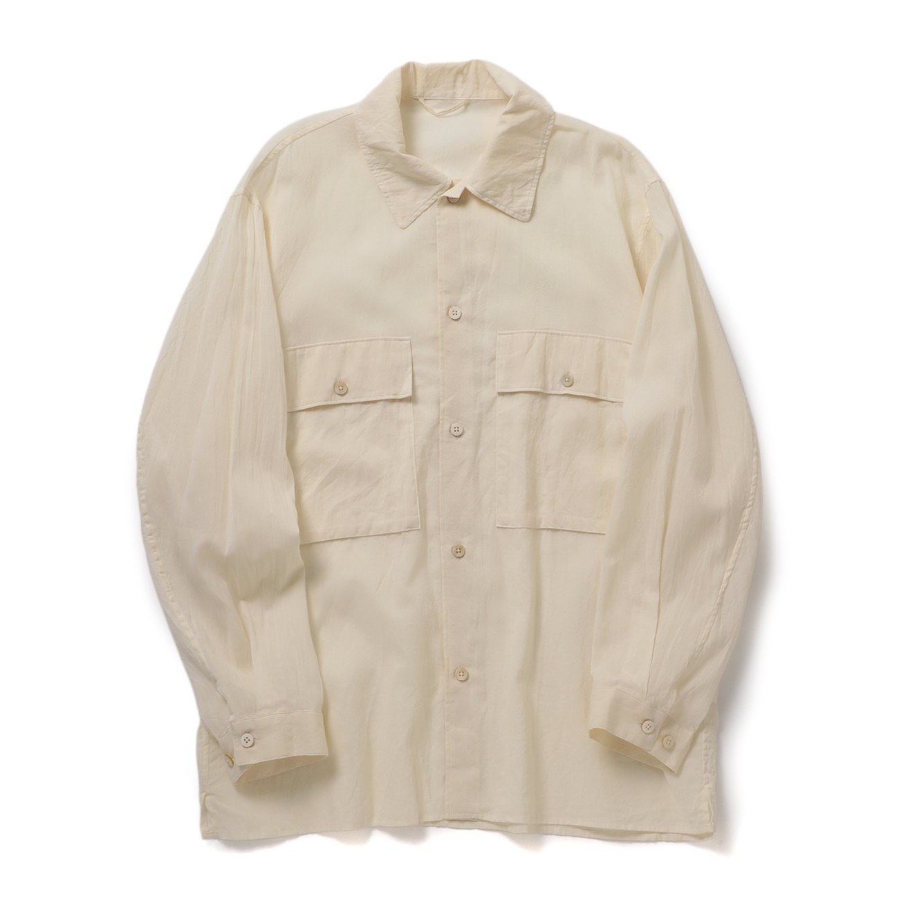 blurhms / ブラームス | Silk-Co Voile Military Shirt - Ivory | 通販
