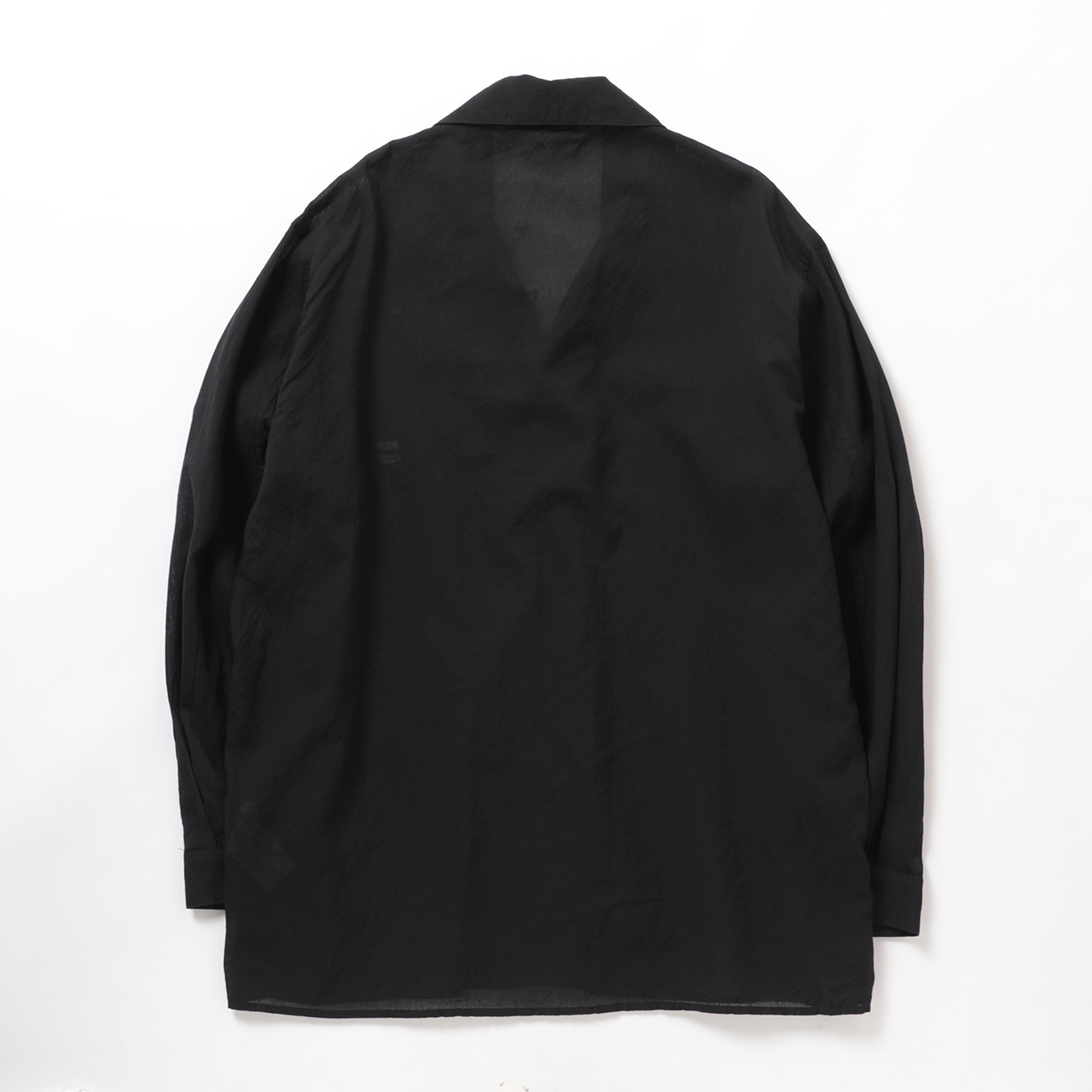 blurhms / ブラームス | Silk-Co Voile Open-collar Shirt L/S - Black