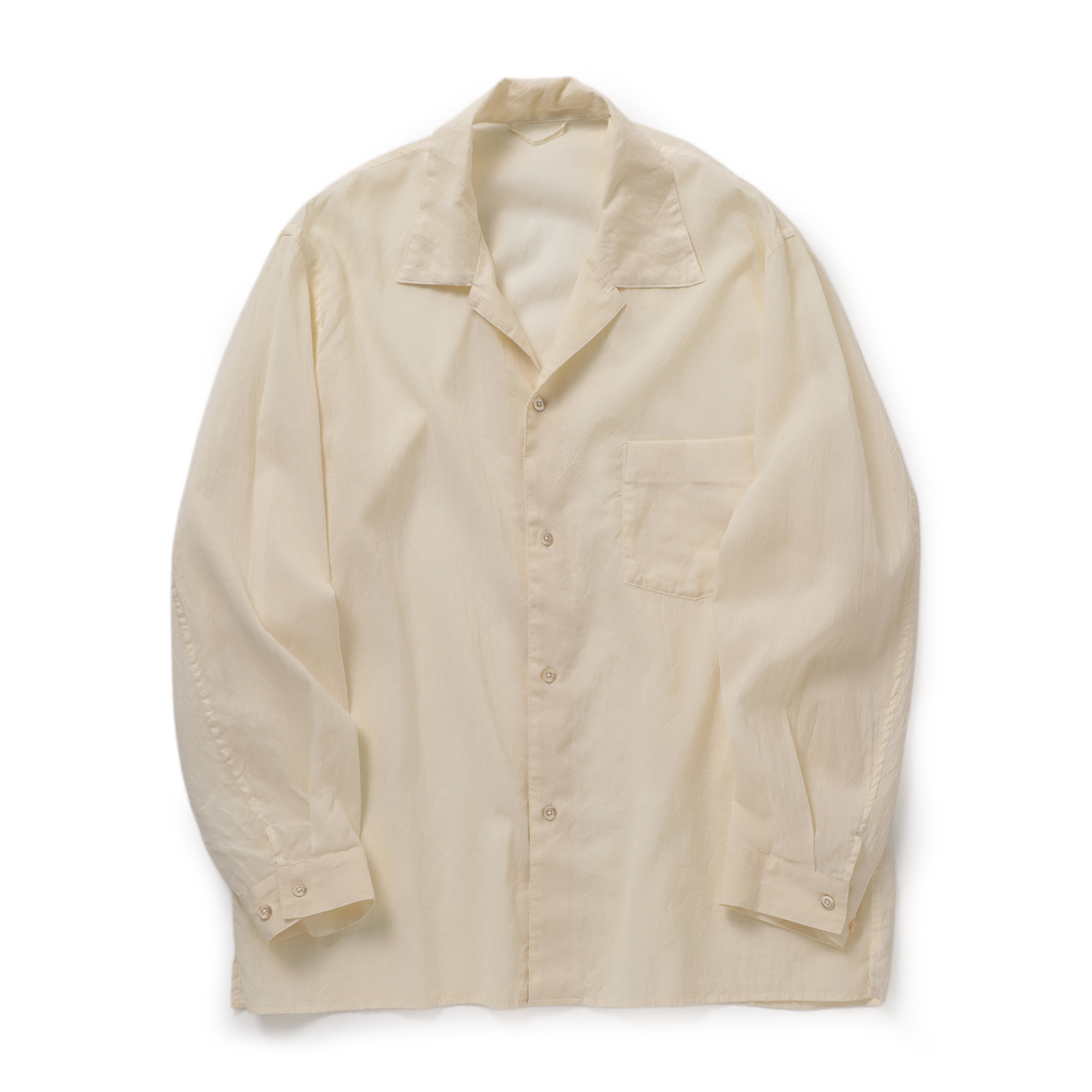 blurhms / ブラームス | Silk-Co Voile Open-collar Shirt L/S - Ivory