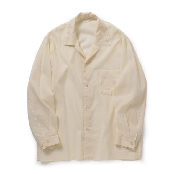 ブラームス　blurhms Open Collar Shirt blurhms / ブラームス | Silk-Co Voile Open-collar Shirt L/S - Ivory
