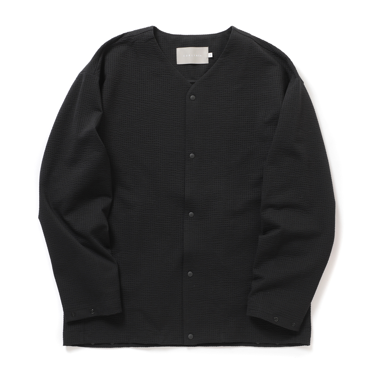 CURLY / カーリー | SEERSUCKER SNAP BUTTON CARDIGAN - Black | 通販