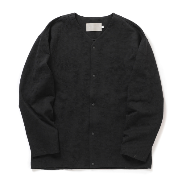 CURLY / カーリー | SEERSUCKER SNAP BUTTON CARDIGAN - Black | 通販