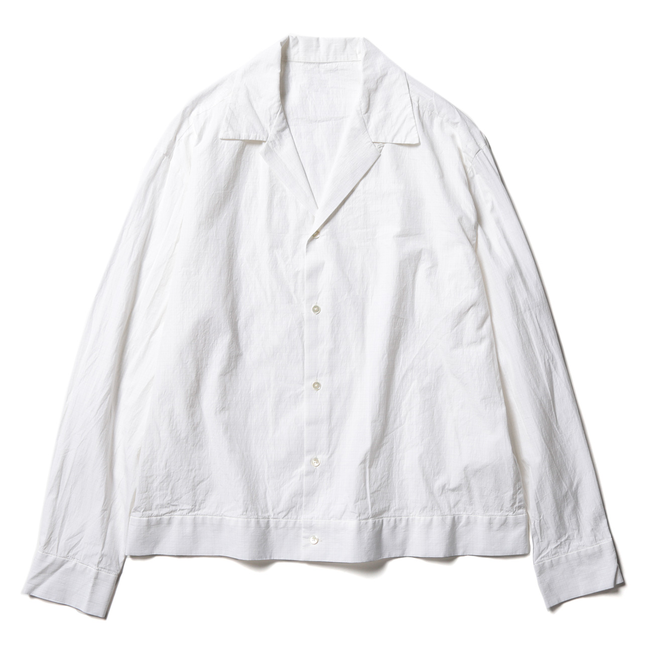 URU / ウル | OPEN COLLAR L/S SHIRTS / COTTON SILK WEATHER - White