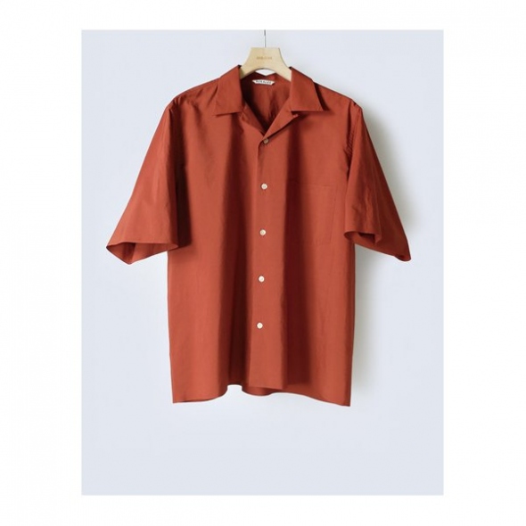 SELVEDGE WEATHER CLOTH HALF SLEEVED SHIRTS (メンズ) - Brick Red