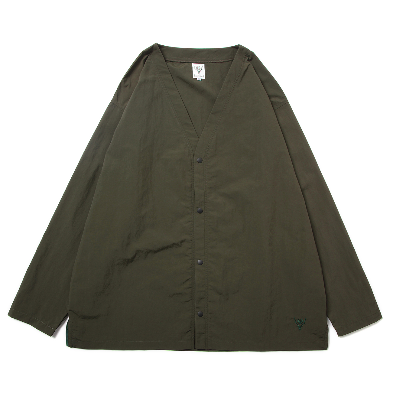 S.S. V Neck Cardigan - Nylon Tasser - Green