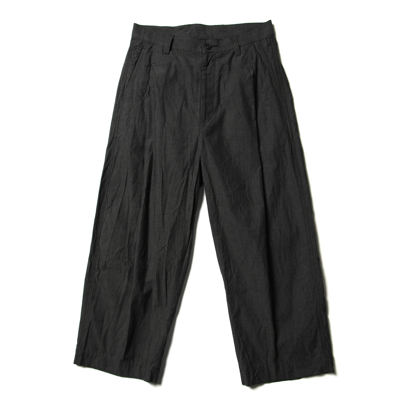 URU / ウル | COTTON CHAMBRAY / 1 TUCK PANTS - F.Black | 通販