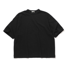 INTERIM / インテリム | SEA ISLAND TOMPKINS LOOP JERSEY / HYPER BIG BINDER NECK TUBE TEE - Black