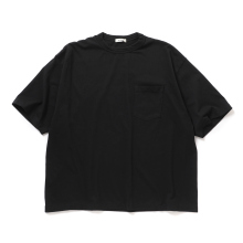 INTERIM / インテリム | SEA ISLAND TOMPKINS LOOP JERSEY / HYPER BIG BINDER NECK TUBE POCKET TEE - Black