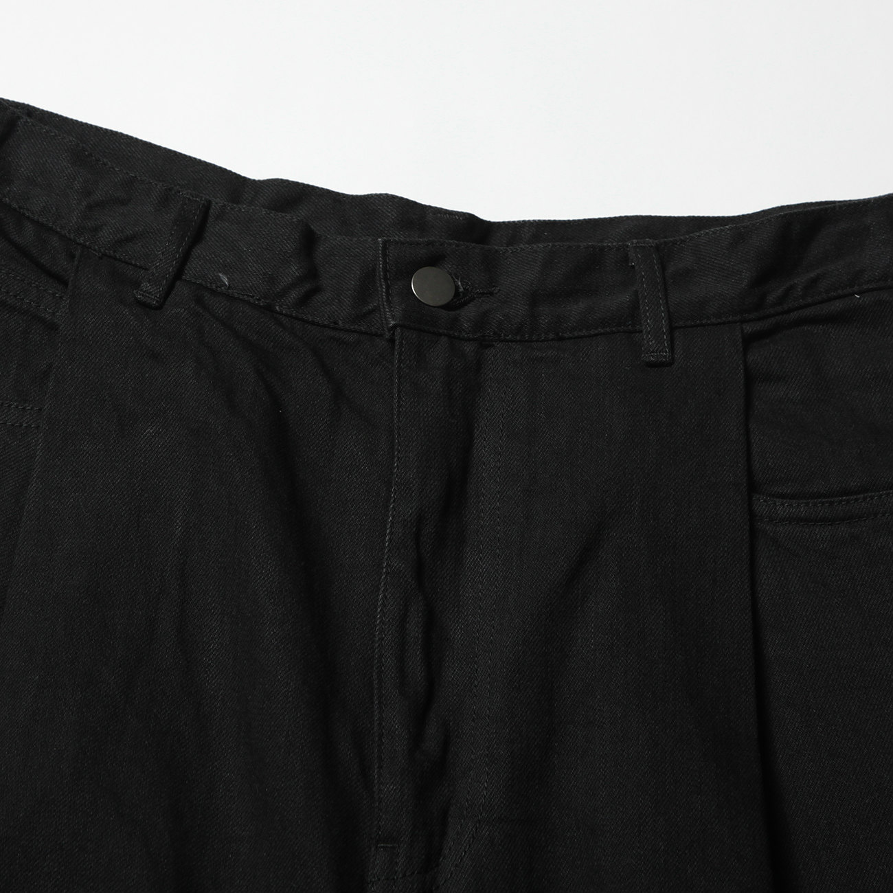 URU / ウル | COTTON DENIM (ONE WASH) / TUCK WIDE PANTS - Black