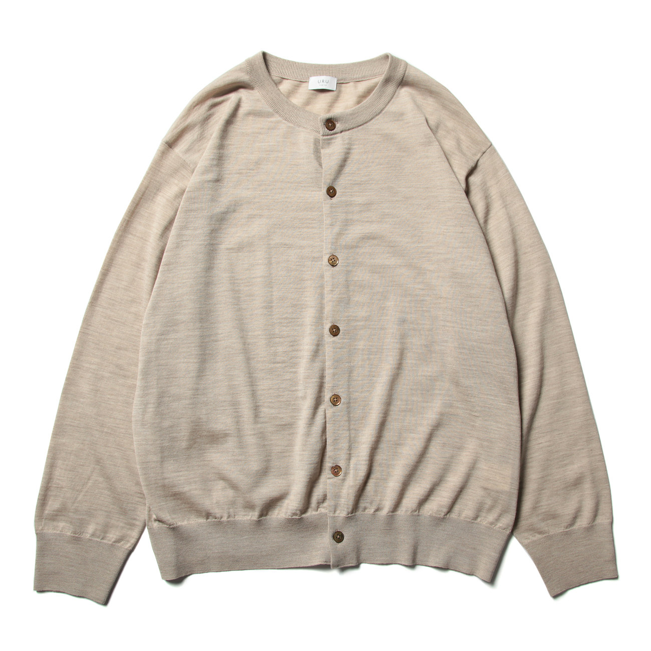 21GAUGE / CREW NECK KNIT CARDIGAN - L.Beige