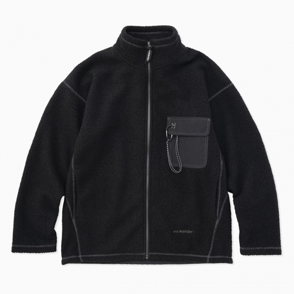 roku6 黒 wool stand jacket ジャケット　36 and wander / アンドワンダー | re wool JQ stand zip - Black | 通販