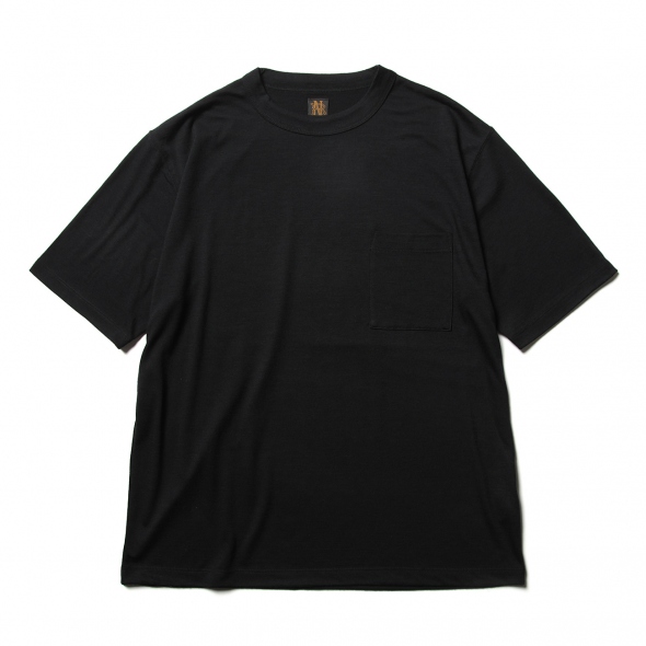 BATONER / バトナー | WASHABLE WOOL POCKET T-SHIRT (メンズ) - Navy