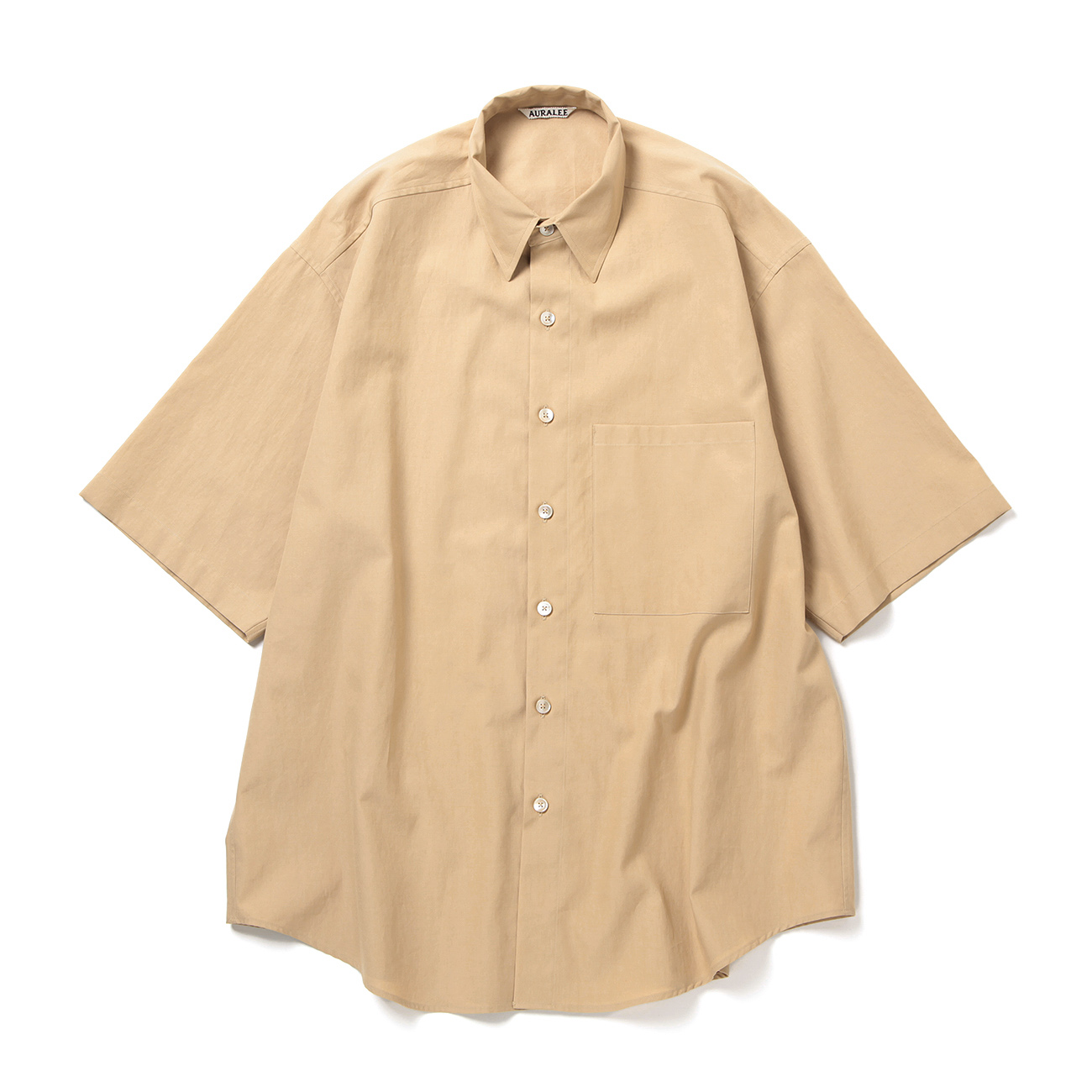 WASHED FINX TWILL BIG HALF SLEEVED SHIRT (メンズ) - Light Brown