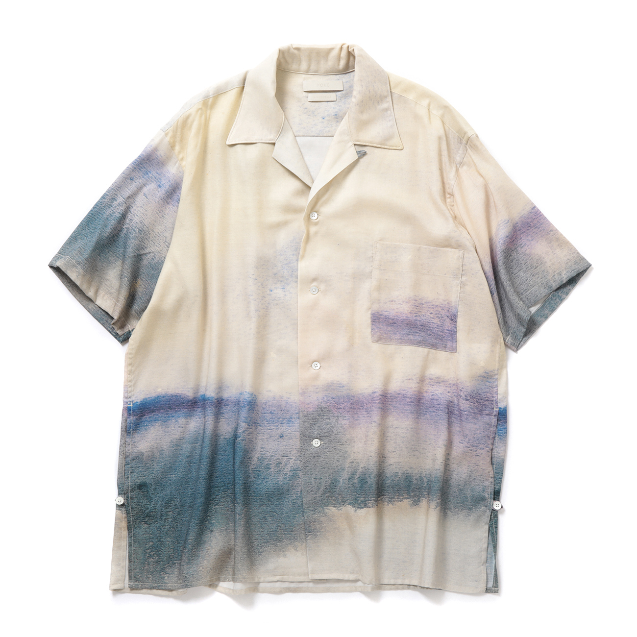 YOKE / ヨーク | LANDSCAPE PRINTED OPEN COLLAR SHIRT - Ivory | 通販 