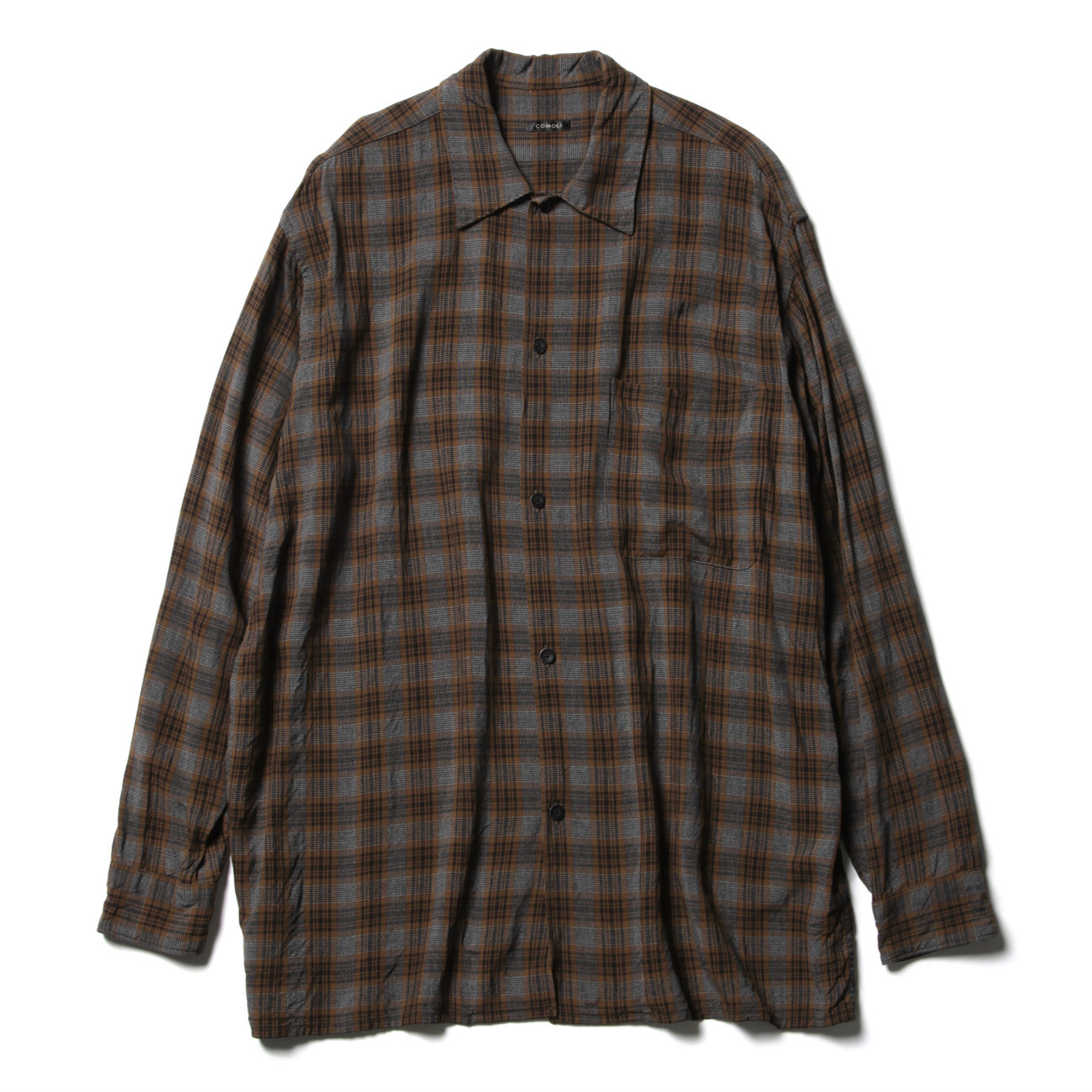 COMOLI / コモリ | レーヨン オープンカラーシャツ - Check | 通販 