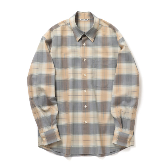 AURALEE / オーラリー | SUPER LIGHT WOOL CHECK SHIRT (メンズ
