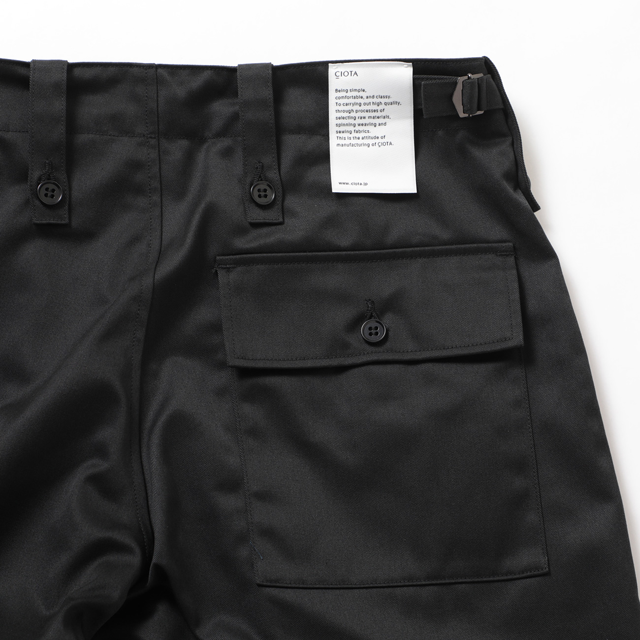CIOTA ミリタリー チノパンツ 4 L ブラック シオタ CIOTA / シオタ | BRITISH ARMY FATIGUE PANTS - Black | 通販 - 正規