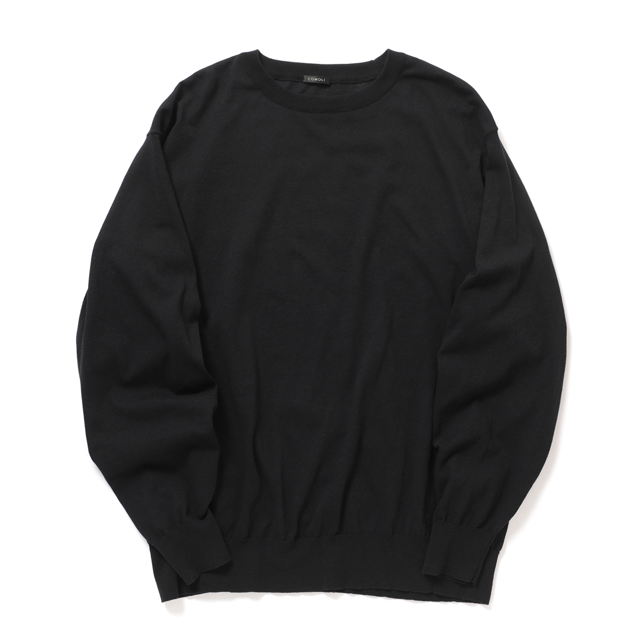 COMOLI / コモリ | コットン クルーネックニット - Black | 通販
