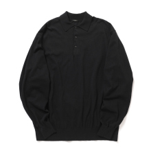 COMOLI / コモリ | コットン ニットポロ - Black