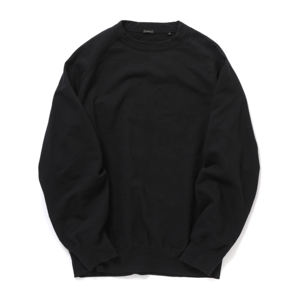 COMOLI コットン吊裏毛 クルーネック FADE BLACK | Less Higa